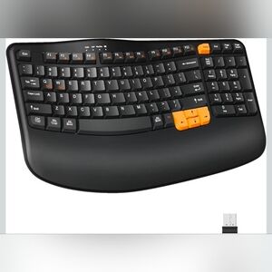 Wireless Ergonomic Keyboard with Orange Accents